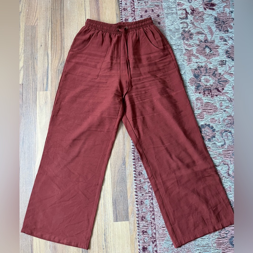 Wide Leg High Waisted Cropped Pant